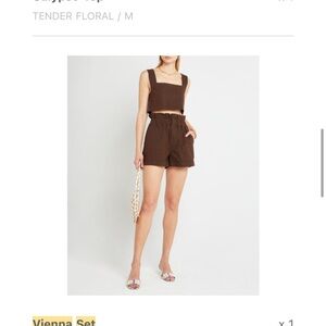 Brown Top and Shorts Set